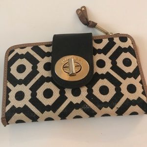 SPARTINA NATURAL LINEN LEATHER WALLET ORGANIZER